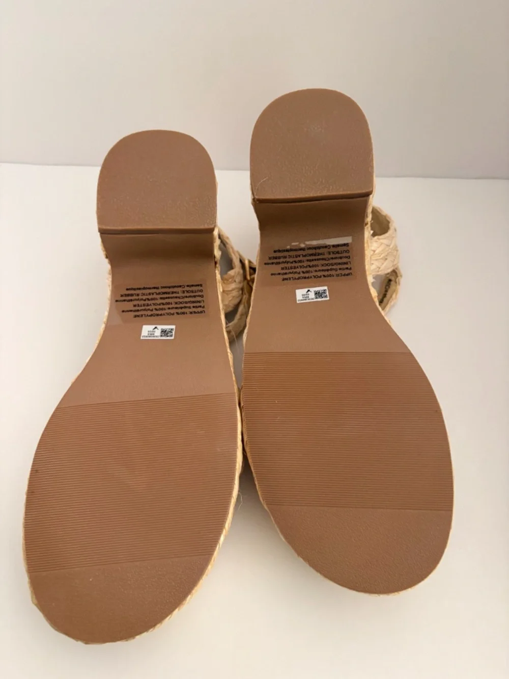 American Eagle Natural Raffia Braided Platform Espadrille Heeled Sandals